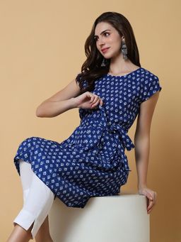 SHOWOFF - Women Blue Ethnic Motifs A-Line Kurta