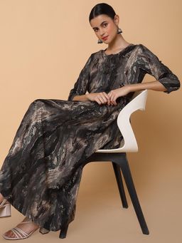 SHOWOFF - Women Abstract Black Anarkali Kurta