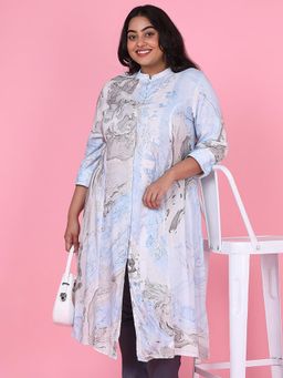 SHOWOFF - Women Blue Abstract Straight Kurta