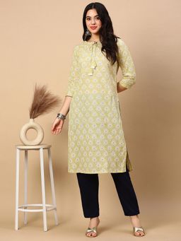 SHOWOFF - Women Green Printed Straight Kurta