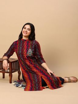 SHOWOFF - Women Multi Color Ethnic Motifs Straight Kurta