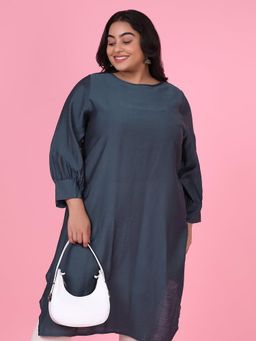 SHOWOFF - Women Solid Straight Teal Kurta