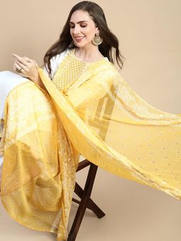 SHOWOFF - Women's Solid Cream Straight Kurta and Patiala with Dupatta (Set of 3)