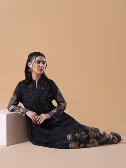 SHOWOFF - Women Black Floral Anarkali Kurta
