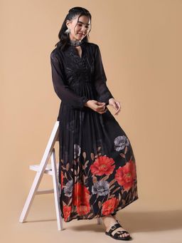 SHOWOFF - Women Black Floral Anarkali Kurta