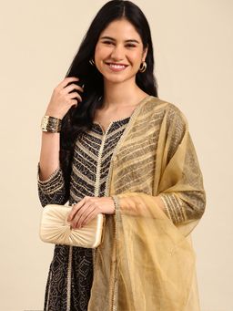 SHOWOFF - Women's Bandhan Black Kurta with Sharara and Dupatta (Set of 3)