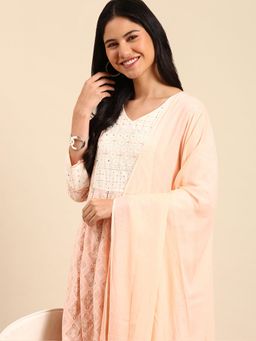 SHOWOFF - Women's Bandhan Peach Anarkali with Pant and Dupatta (Set of 3)