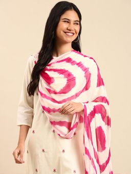 SHOWOFF - Women's Solid Cream Straight Kurta with Pant and Dupatta (Set of 3)