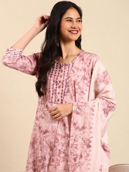 SHOWOFFFF - Women's Purple Straight Kurta with Pant and Dupatta (Set of 3)