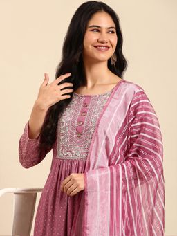 SHOWOFF - Women's Purple Kurta with Pant and Dupatta (Set of 3)