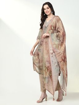 SHOWOFF - Womens Floral Multi Straight Kurta & Pant with Dupatta (Set of 3)