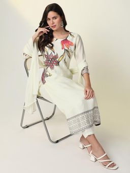 SHOWOFF - Womens Yellow Straight Kurta & Pant with Dupatta (Set of 3)