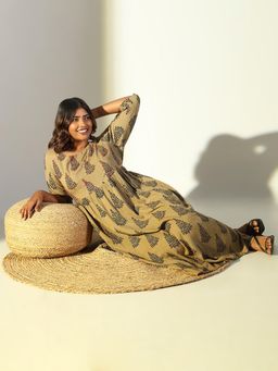 SHOWOFF - Women's Beige Ethnic Motifs Anarkali Kurta