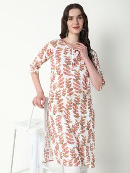 SHOWOFF - Women's White Floral Straight Kurta