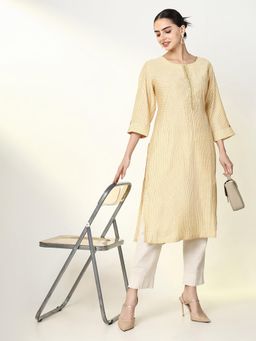 SHOWOFF - Women's Yellow Printed Straight Kurta