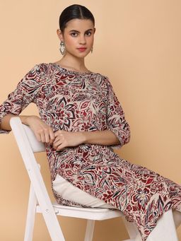 SHOWOFFFF - Women's Multi-Colour Floral Straight Kurta