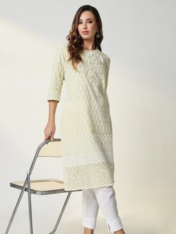 SHOWOFF - Women's Yellow Straight Kurta