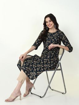 SHOWOFF - Women's Teal Floral Straight Kurta