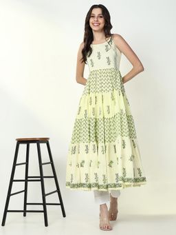 SHOWOFF - Women's Yellow Floral Anarkali Kurta