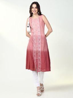 SHOWOFF - Women's Pink Ethnic Motifs A-Line Kurta