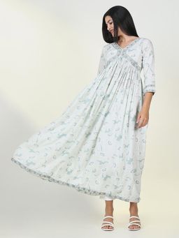 SHOWOFF - Women's Sea Green Floral Anarkali Kurta