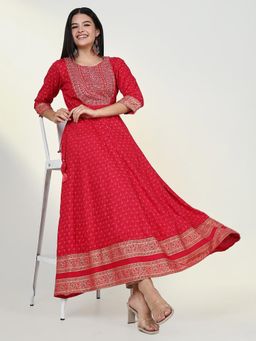 SHOWOFF - Women's Pink Floral Anarkali Kurta