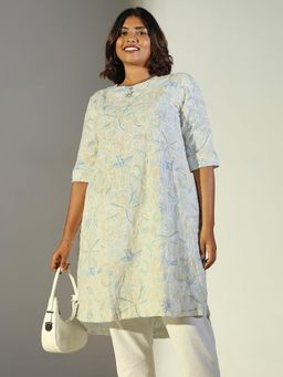 SHOWOFF - Women's White Floral Straight Kurta