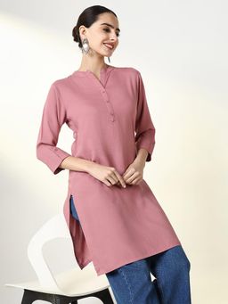 SHOWOFF - Women's Mauve Solid Straight Kurti
