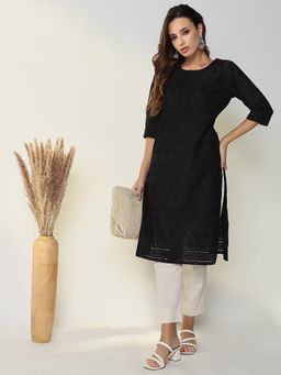 SHOWOFF - Women's Black Straight Kurta