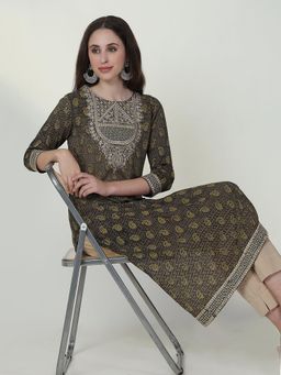 SHOWOFF - Women's Green Paisley Straight Kurta