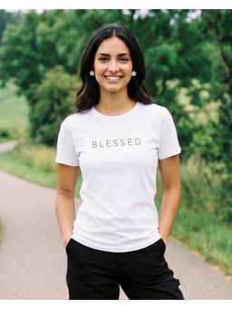 Nobero - White Women Stylish Regular Fit Typography Printed T-Shirt
