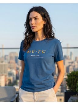 Nobero - Blue Women Stylish Regular Fit Typography Printed T-Shirt