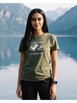 Nobero - Green Women Stylish Regular Fit Typography Printed T-Shirt