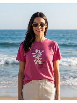 Nobero - Pink Women's Stylish Regular Fit Typography Printed T-Shirt