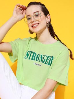 STREET 9 - Green Crop Loose T-Shirt