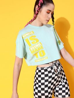 STREET 9 - Green Crop Loose T-Shirt