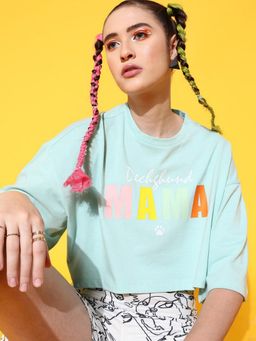 STREET 9 - Green Boxy Crop T-Shirt