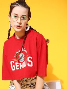 STREET 9 - Red Crop Boxy T-Shirt