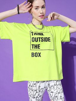 STREET 9 - Women Green Oversize T-Shirt