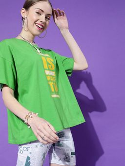 STREET 9 - Women's Green Oversize T-Shirt