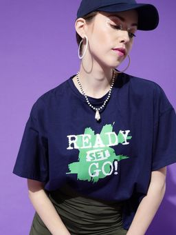 STREET 9 - Navy Blue Oversize T-Shirt