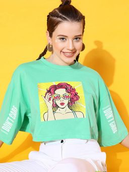 STREET 9 - Turquoise Crop Boxy T-Shirt