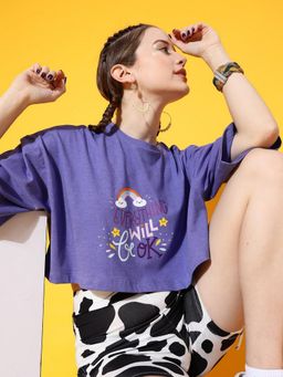 STREET 9 - Purple Crop Boxy T-Shirt