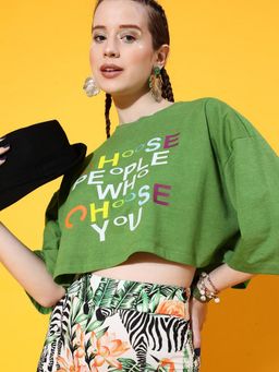 STREET 9 - Green Crop Boxy T-Shirt