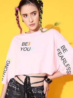STREET 9 - Pink Boxy Crop T-Shirt