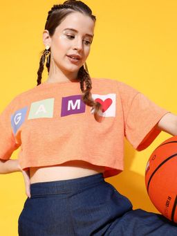 STREET 9 - Peach Crop Loose T-Shirt