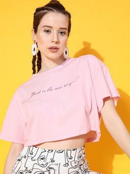STREET 9 - Pink Crop Loose T-Shirt