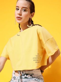 STREET 9 - Yellow Crop Loose T-Shirt