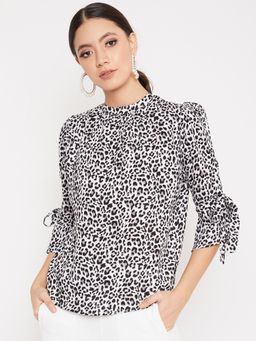 CRIMSOUNE CLUB - Women's Grey Animal Print Tops