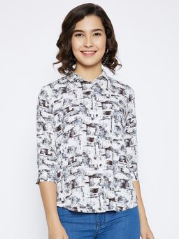 CRIMSOUNE CLUB - Women's Off White Printed Tops
